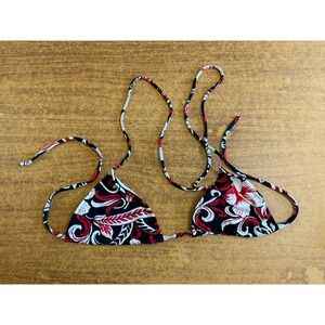 OndadeMar Womens Red Black Floral Triangle Bikini Top Swim Size 6